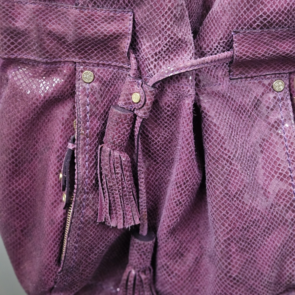 Cole Haan Plum Python Print Drawstring Shopper To… - image 7